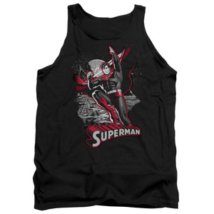 AN OFFCIALLY LICENSED JLA SUPERMAN RED & GRAY ADULT UNISEX TANK TOP BLACK