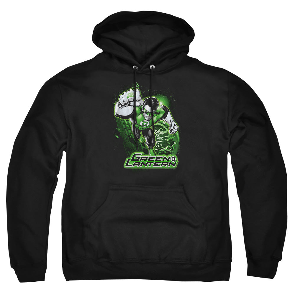 AN OFFCIALLY LICENSED JLA GREEN LANTERN GREEN & GRAY ADULT UNISEX PULLOVER HOODIE BLACK