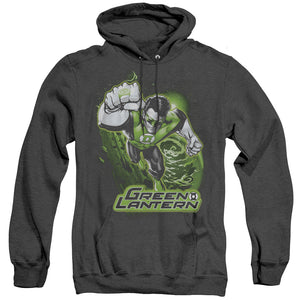 AN OFFCIALLY LICENSED JLA GREEN LANTERN GREEN & GRAY ADULT UNISEX HEATHER PULLOVER HOODIE BLACK