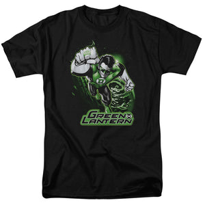 AN OFFCIALLY LICENSED JLA GREEN LANTERN GREEN & GRAY MEN'S REGULAR FIT T-SHIRT BLACK