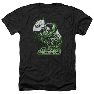 AN OFFCIALLY LICENSED JLA GREEN LANTERN GREEN & GRAY MEN'S HEATHER T-SHIRT CHARCOAL