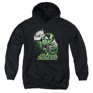 AN OFFCIALLY LICENSED JLA GREEN LANTERN GREEN & GRAY YOUTH HOODIE BLACK