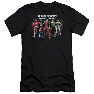 AN OFFCIALLY LICENSED JLA THE BIG FIVE MEN'S PREMIUM SLIM FIT T-SHIRT BLACK