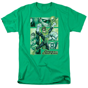 AN OFFCIALLY LICENSED JLA GREEN LANTERN PANELS MEN'S REGULAR FIT T-SHIRT KELLY GREEN