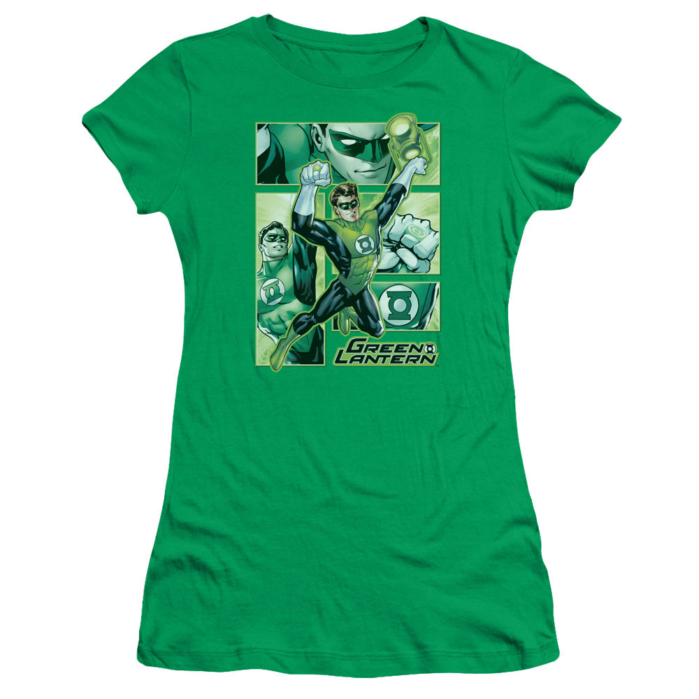 JLA Green Lantern Panels Licensed Women's T-Shirt Juniors MD-LG