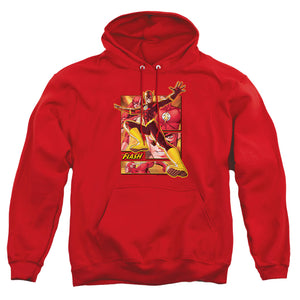 AN OFFCIALLY LICENSED JLA FLASH ADULT UNISEX PULLOVER HOODIE RED