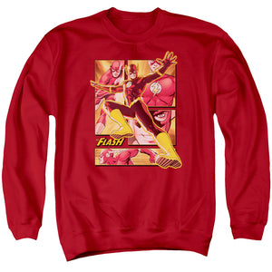AN OFFCIALLY LICENSED JLA FLASH ADULT UNISEX CREWNECK SWEATSHIRT RED