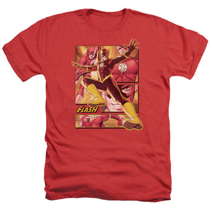 AN OFFCIALLY LICENSED JLA FLASH MEN'S HEATHER T-SHIRT RED