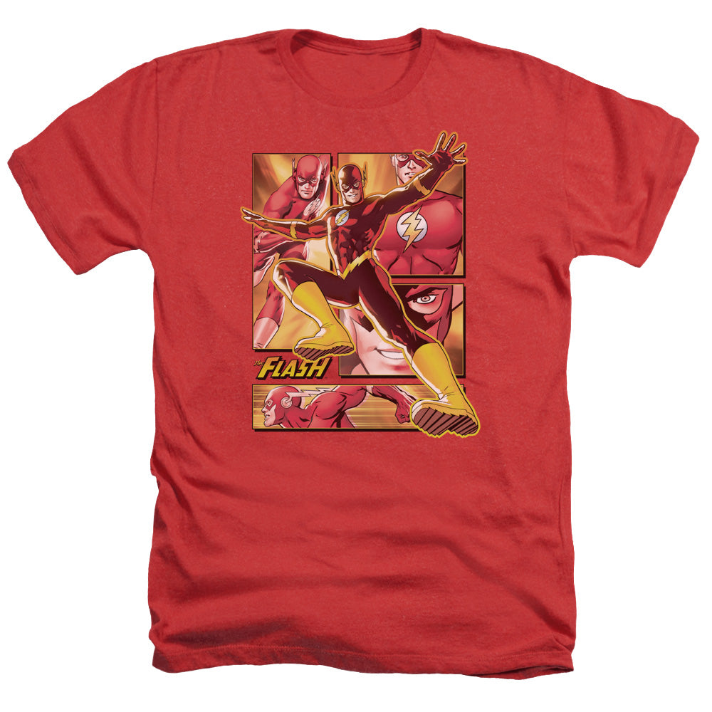 AN OFFCIALLY LICENSED JLA FLASH MEN'S HEATHER T-SHIRT RED