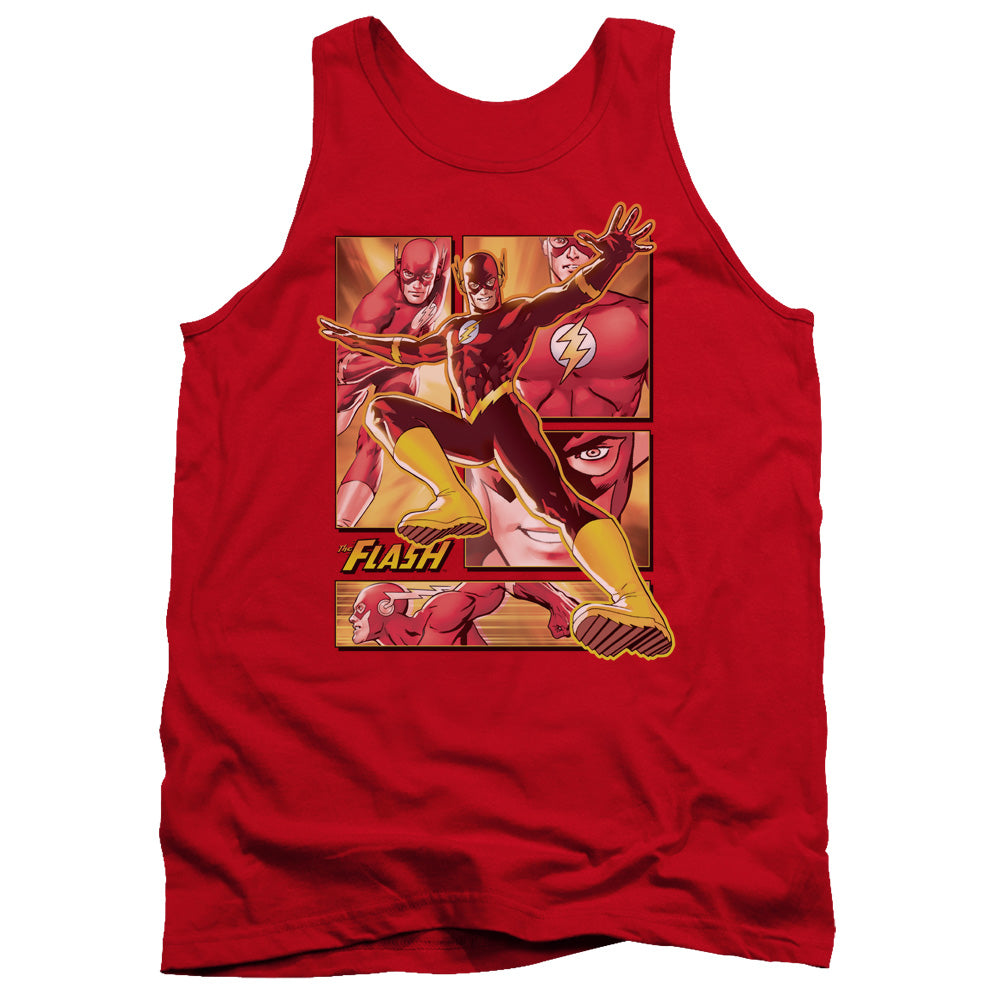 AN OFFCIALLY LICENSED JLA FLASH ADULT UNISEX TANK TOP RED