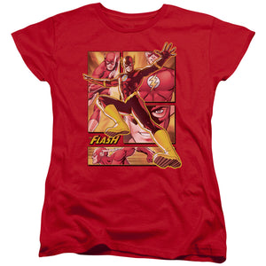 AN OFFCIALLY LICENSED JLA FLASH WOMEN'S REGULAR FIT T-SHIRT RED