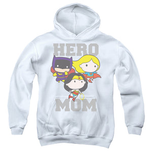 AN OFFCIALLY LICENSED JUSTICE LEAGUE HERO MOM CHIBI YOUTH HOODIE WHITE