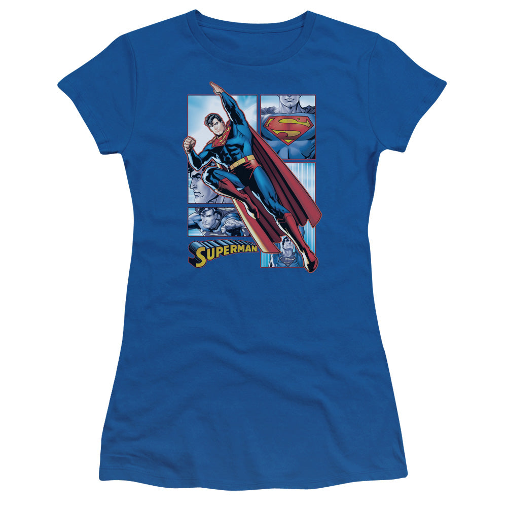 JLA Superman Panels Licensed Women's T-Shirt Juniors MD-XL