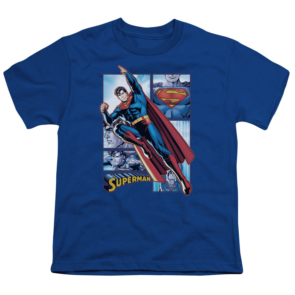 JLA Superman Panels Licensed Kid's T-Shirt (Ages 4-7) XS-XL