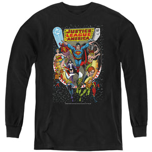 AN OFFCIALLY LICENSED JUSTICE LEAGUE  JUSTICE LEAGUE NO. 217 YOUTH LONG SLEEVE T-SHIRT BLACK