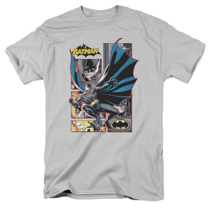 AN OFFCIALLY LICENSED JLA BATMAN PANELS MEN'S REGULAR FIT T-SHIRT SILVER