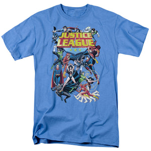 AN OFFCIALLY LICENSED JLA LEAGUE A PLENTY MEN'S REGULAR FIT T-SHIRT CAROLINA BLUE