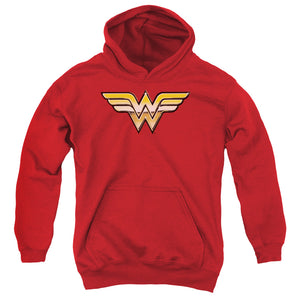 AN OFFCIALLY LICENSED JLA GOLDEN YOUTH HOODIE RED