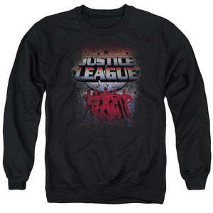 AN OFFCIALLY LICENSED JLA STAR LEAGUE ADULT UNISEX CREWNECK SWEATSHIRT BLACK