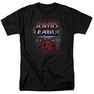 AN OFFCIALLY LICENSED JLA STAR LEAGUE MEN'S REGULAR FIT T-SHIRT BLACK