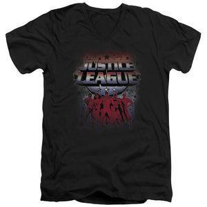 AN OFFCIALLY LICENSED JLA STAR LEAGUE MEN'S V-NECK T-SHIRT BLACK