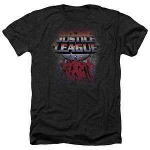 AN OFFCIALLY LICENSED JLA STAR LEAGUE MEN'S HEATHER T-SHIRT CHARCOAL