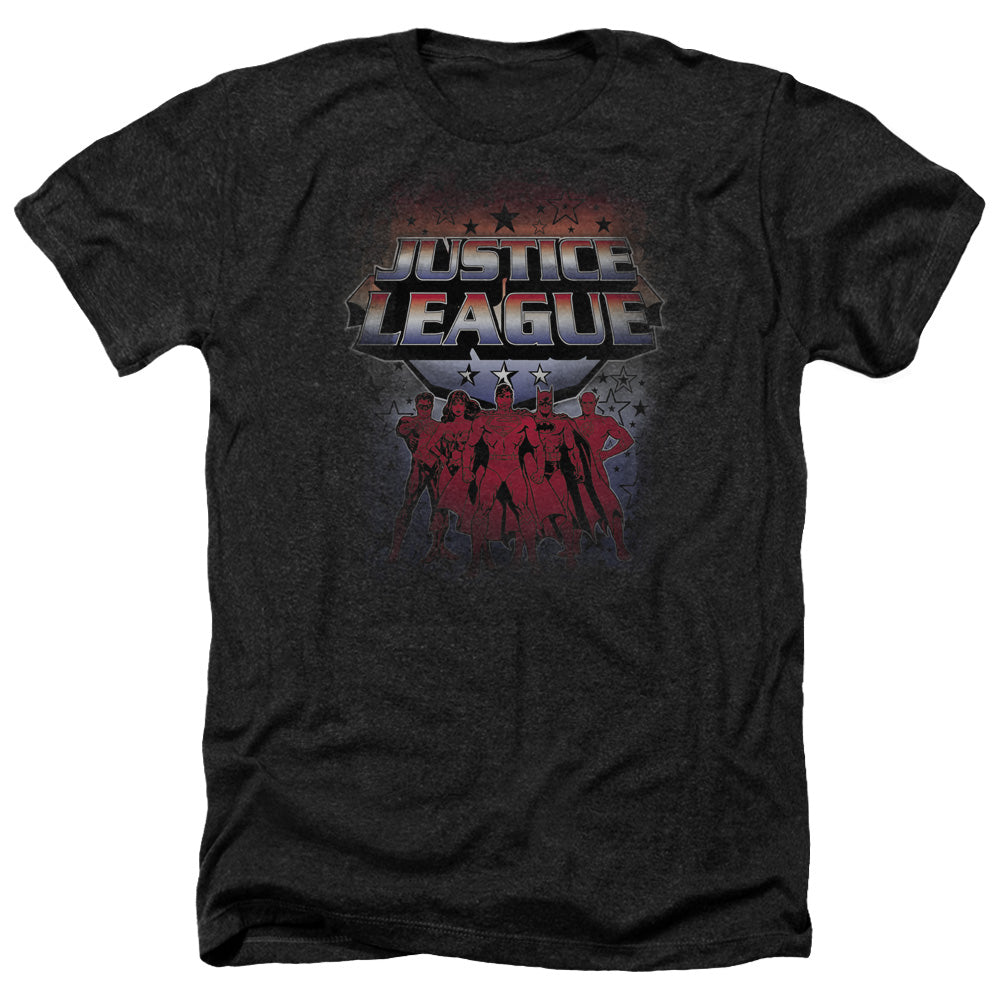 AN OFFCIALLY LICENSED JLA STAR LEAGUE MEN'S HEATHER T-SHIRT CHARCOAL