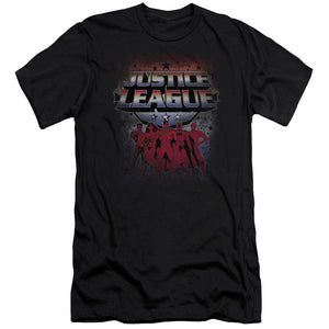 AN OFFCIALLY LICENSED JLA STAR LEAGUE MEN'S PREMIUM SLIM FIT T-SHIRT BLACK