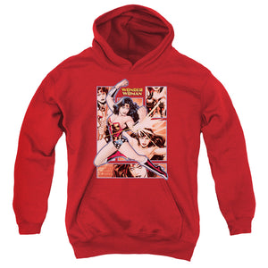AN OFFCIALLY LICENSED JLA WONDER WOMAN PANELS YOUTH HOODIE RED