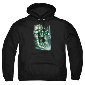 AN OFFCIALLY LICENSED JLA EMERALD ENERGY ADULT UNISEX PULLOVER HOODIE BLACK
