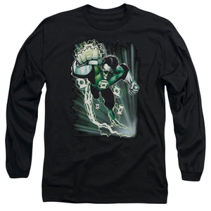 AN OFFCIALLY LICENSED JLA EMERALD ENERGY MEN'S LONG SLEEVE T-SHIRT BLACK