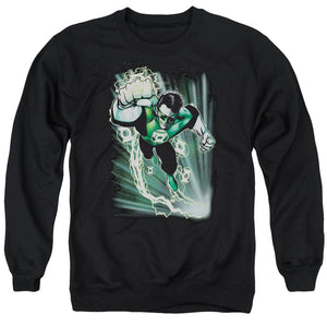 AN OFFCIALLY LICENSED JLA EMERALD ENERGY ADULT UNISEX CREWNECK SWEATSHIRT BLACK