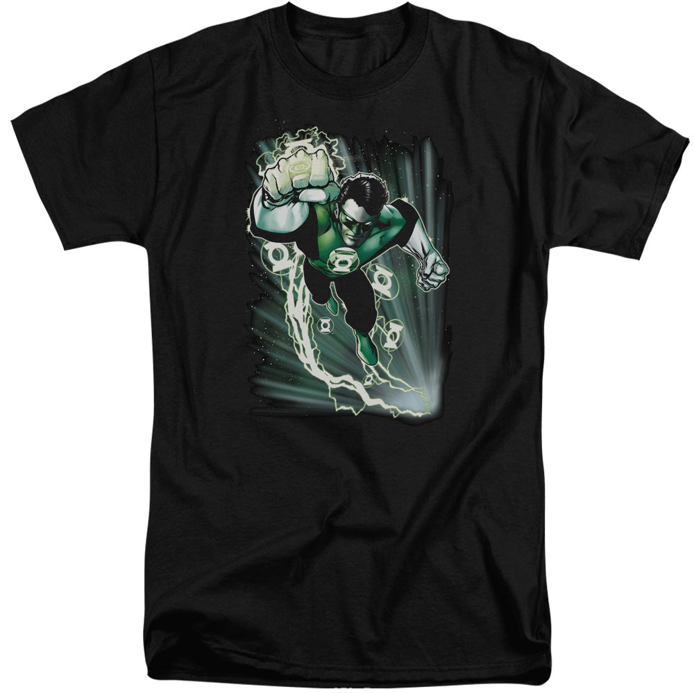 AN OFFCIALLY LICENSED JLA EMERALD ENERGY MEN'S TALL FIT T-SHIRT BLACK