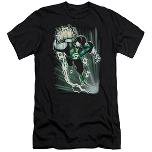 AN OFFCIALLY LICENSED JLA EMERALD ENERGY MEN'S PREMIUM SLIM FIT T-SHIRT BLACK