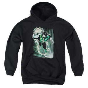 AN OFFCIALLY LICENSED JLA EMERALD ENERGY YOUTH HOODIE BLACK