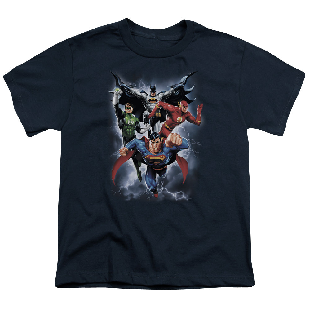 JLA The Coming Storm Licensed Kid's T-Shirt (Ages 4-7) XS-XL
