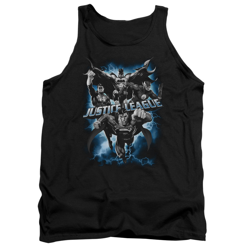 AN OFFCIALLY LICENSED JLA JUSTICE STORM ADULT UNISEX TANK TOP BLACK
