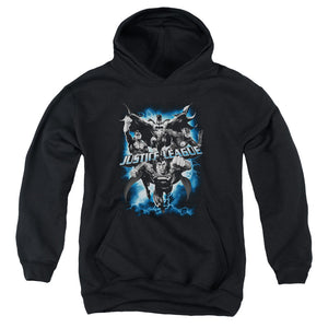 AN OFFCIALLY LICENSED JLA JUSTICE STORM YOUTH HOODIE BLACK