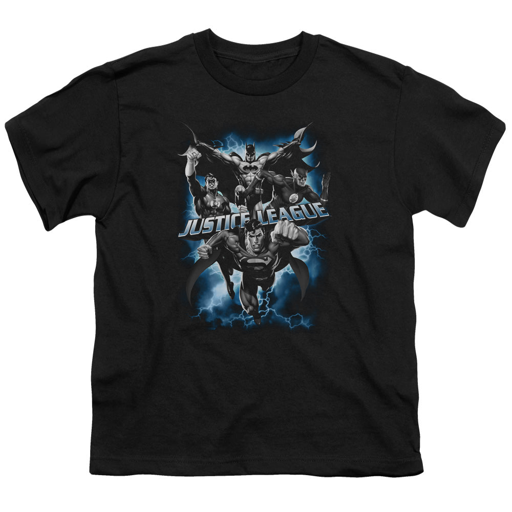 JLA Justice Storm Licensed Kid's T-Shirt (Ages 4-7) XL