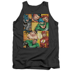 AN OFFCIALLY LICENSED JLA HERO BOXES ADULT UNISEX TANK TOP CHARCOAL