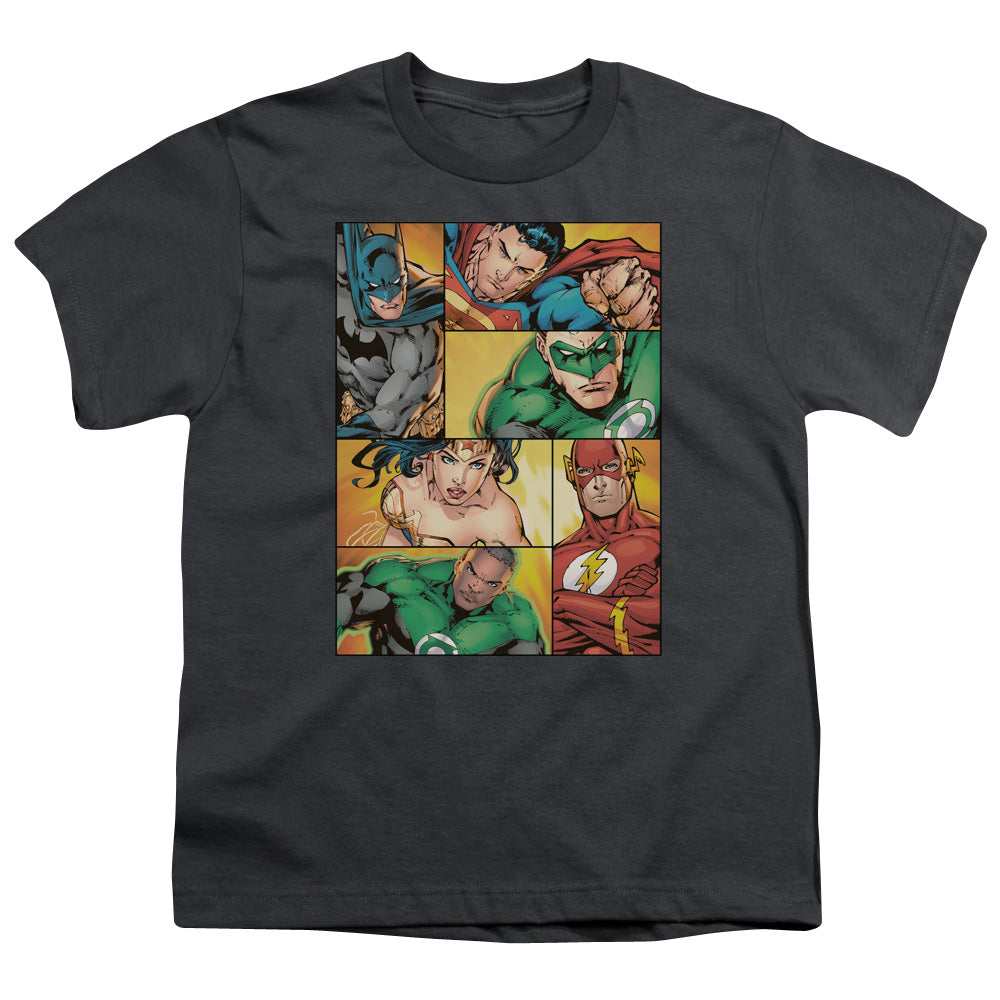 JLA Hero Boxes Licensed Kid's T-Shirt (Ages 4-7) XS-XL