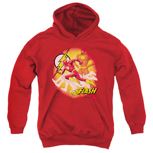 AN OFFCIALLY LICENSED JLA LIGHTNING FAST YOUTH HOODIE RED