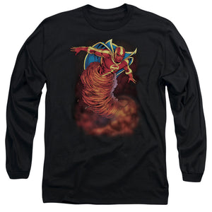 AN OFFCIALLY LICENSED JLA TORNADO CLOUD MEN'S LONG SLEEVE T-SHIRT BLACK