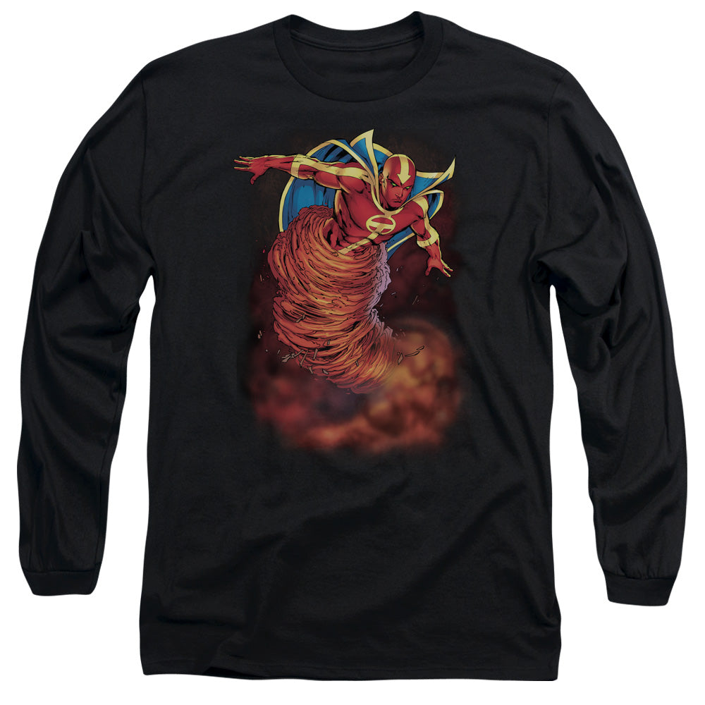 AN OFFCIALLY LICENSED JLA TORNADO CLOUD MEN'S LONG SLEEVE T-SHIRT BLACK