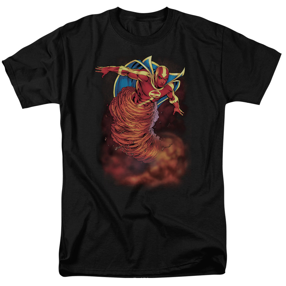 AN OFFCIALLY LICENSED JLA TORNADO CLOUD MEN'S REGULAR FIT T-SHIRT BLACK