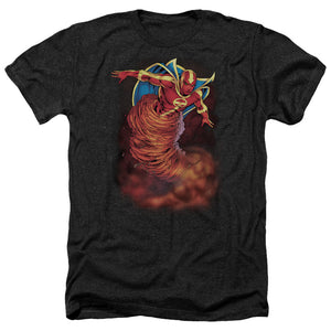 AN OFFCIALLY LICENSED JLA TORNADO CLOUD MEN'S HEATHER T-SHIRT CHARCOAL