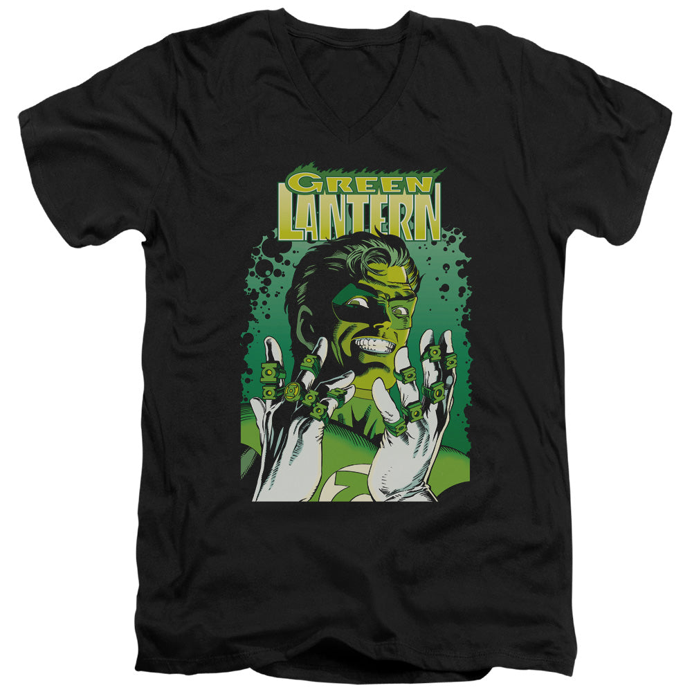 AN OFFCIALLY LICENSED JLA GL #49 COVER MEN'S V-NECK T-SHIRT BLACK