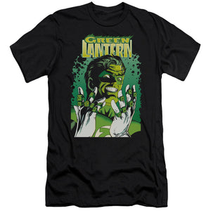 AN OFFCIALLY LICENSED JLA GL #49 COVER MEN'S PREMIUM SLIM FIT T-SHIRT BLACK