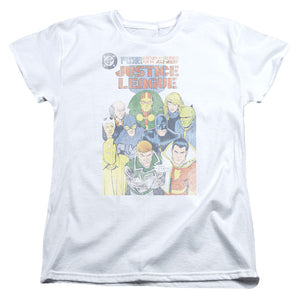 AN OFFCIALLY LICENSED JLA JUSTICE LEAGUE #1 COVER WOMEN'S REGULAR FIT T-SHIRT WHITE