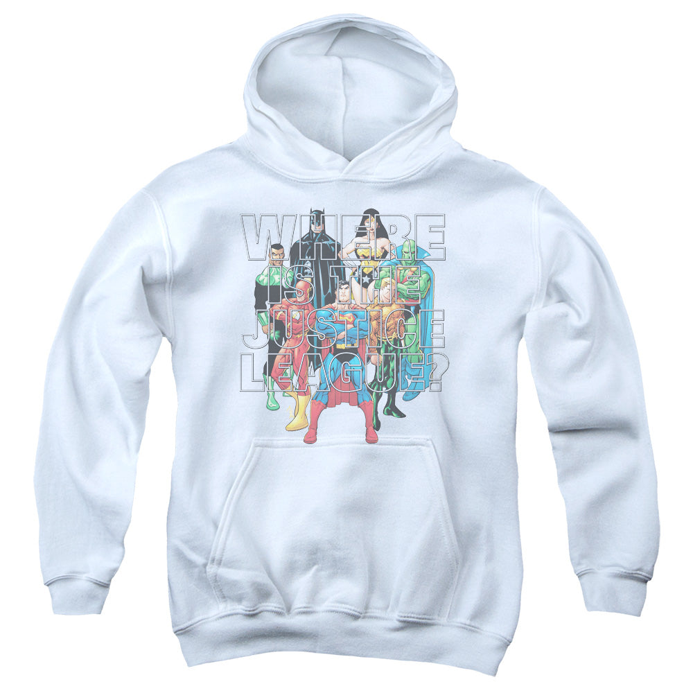 AN OFFCIALLY LICENSED JLA CLASSIFIED #1 COVER YOUTH HOODIE WHITE